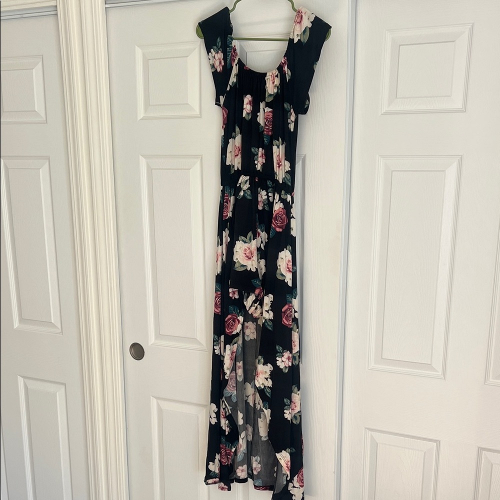 Floral Black Skort/Maxi Dress